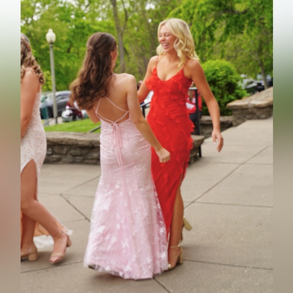 Blush Pink Mermaid Lace Prom Dress - Picture 5 of 5